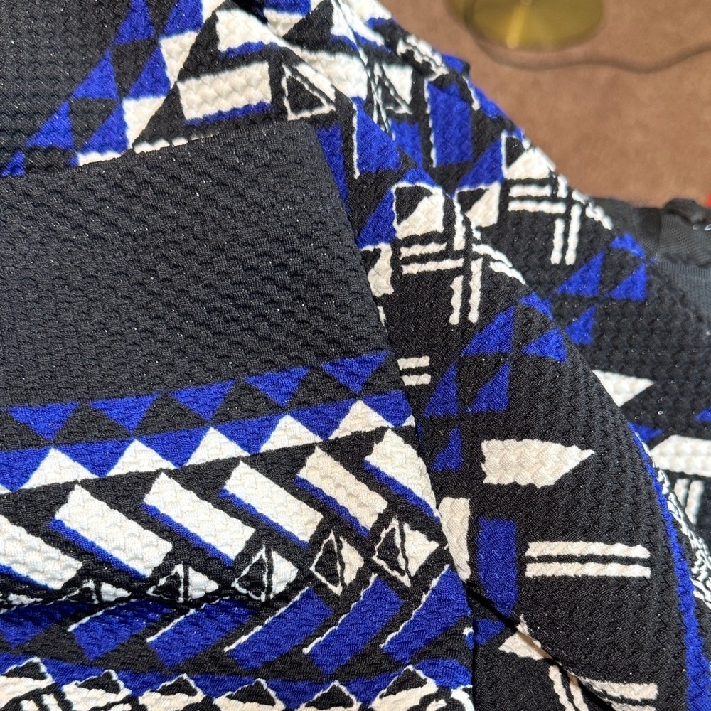 NWOT Geometric H&M Black and Blue Patterned Midi Dress Light Sparkle Body Con - Picture 5 of 13